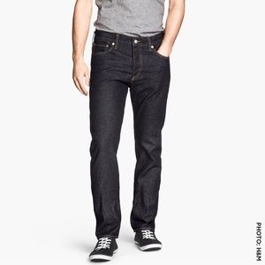 H&M Straight Regular Waist Blue Denim Jeans